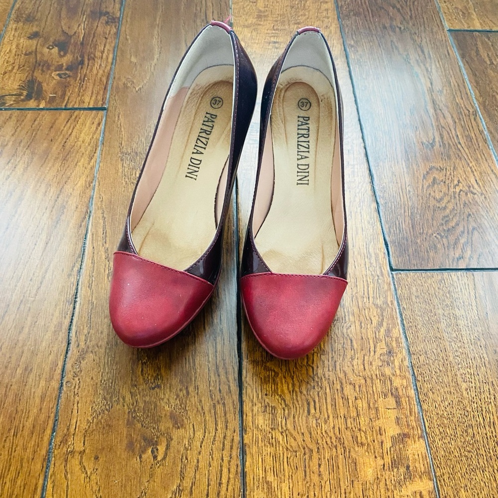 Patrizia Dini red heels. Made in Spain. All leather. Comfortable 4inch heels.